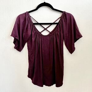 JJ Winks Full Moon Braless Flutter Sleeve Top Purple Lounge Minimalist XS
